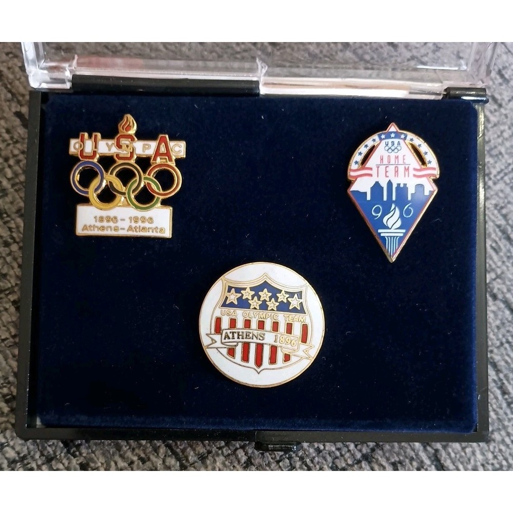 Vintage 1996 USA Olympic Home Team Centennial Pin Set w/ COA Atlanta Athens